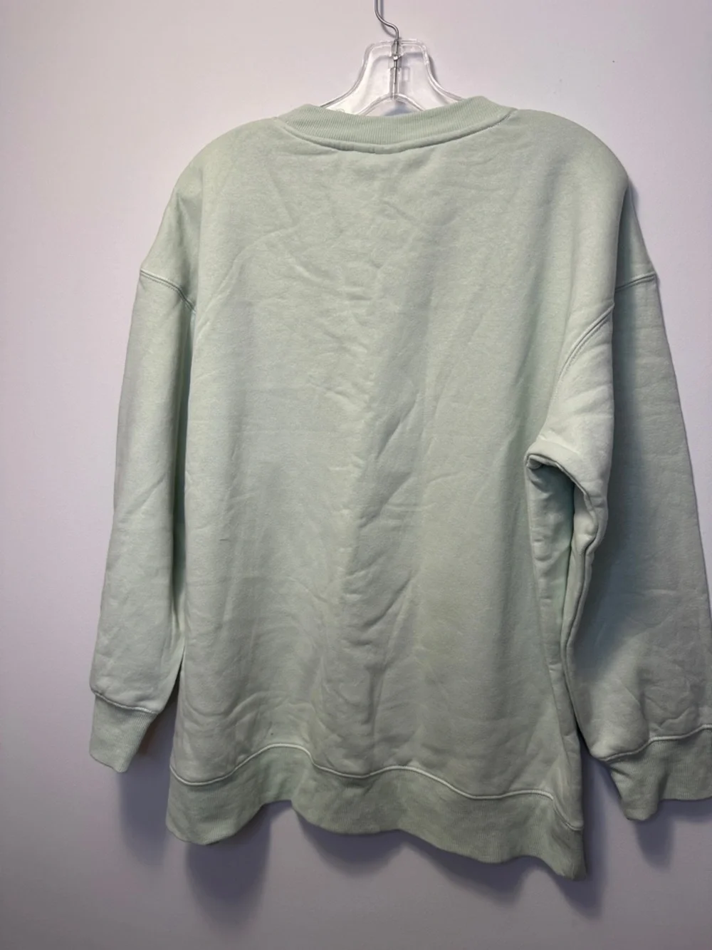 H&M Crewneck Oversized Bisous Graphic Print Long Length Mint Green Sweatshirt - Picture 8 of 8